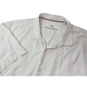 Tommy Bahama Mens 3XLT White Short Sleeve Button Silk Shirt Jacquard Floral